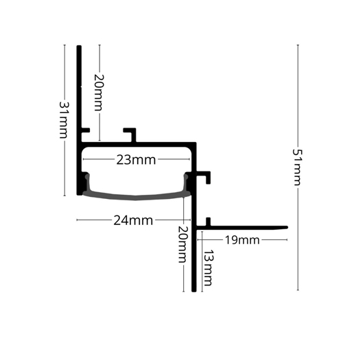 2 Meter SET Alu Profil PRO SPECIAL Trockenbau Unterputz Aluminium GL0504 2 Meter SET Alu Profil PRO SPECIAL Trockenbau Unterputz Aluminium GL0504