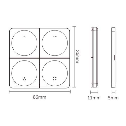 MiBoxer 2.4GHz LED Streifen Dimmer 4-Zonen Blindenschrift Panel Schwarz K4B