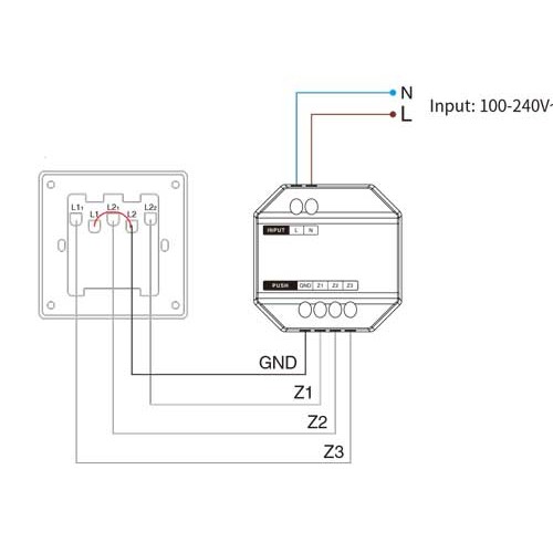 Taster Push 1 Zone Dimmer Wandschalter MiBoxer Lichtsteuerung PUSH1