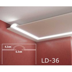 Zierprofil 1M für LED indirekte Beleuchtung Design Deckenleiste LD36