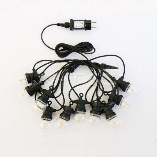 LED E27 SOLAR Lichterkette mit LED BIRNEN 10 STK 5 Meter Warmweiß UL8559 Led-Planet Shop Wien