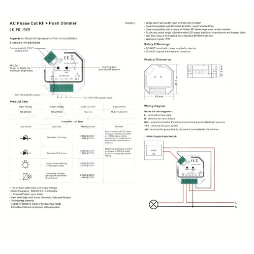 LED Dimmer Empfänger Triac Push Controller 200W SR1009SEC-HP GL6300 Led-Planet Shop Wien LED Dimmer Empfänger Triac Push Controller 200W SR1009SEC-HP GL6300 Led-Planet Shop Wien